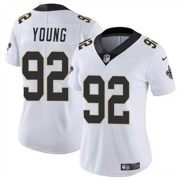 Womens New Orleans Saints #92 Chase Young White Vapor Stitched Game Jersey Dzhi->women nfl jersey->Women Jersey